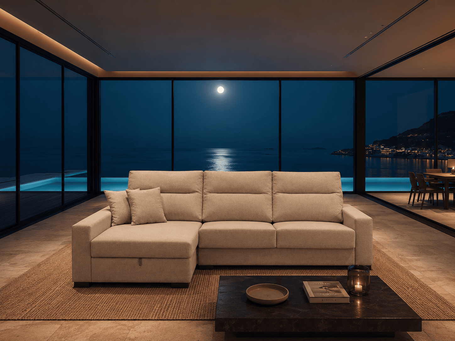 Chaise longue Junco con sistema de apertura italiano