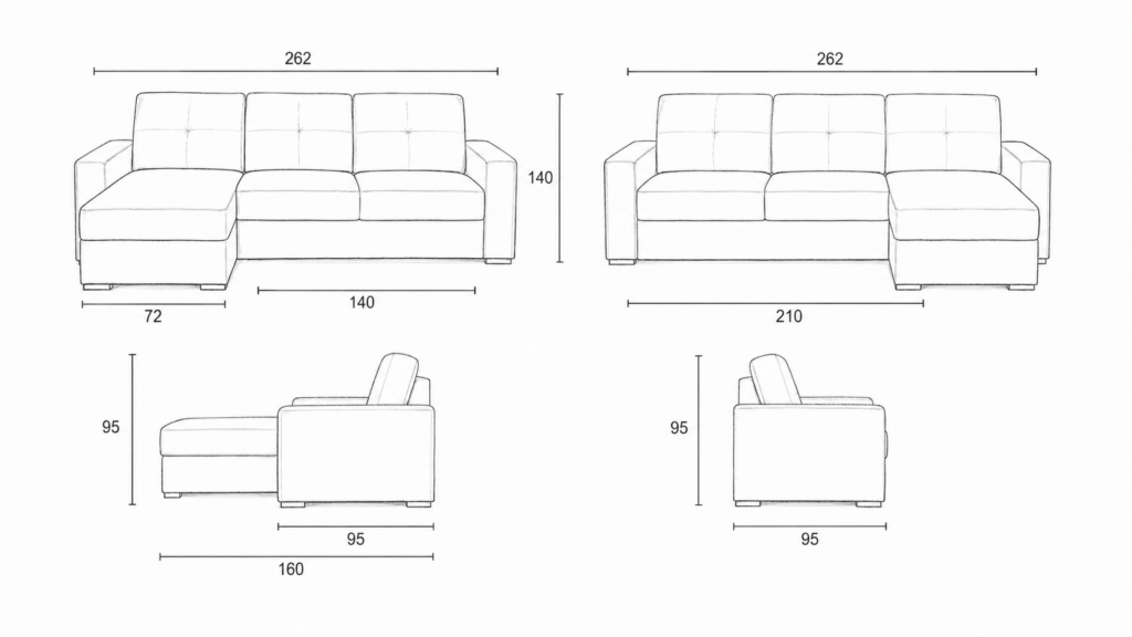 Medidas chaise longue Draga arrastre inglés