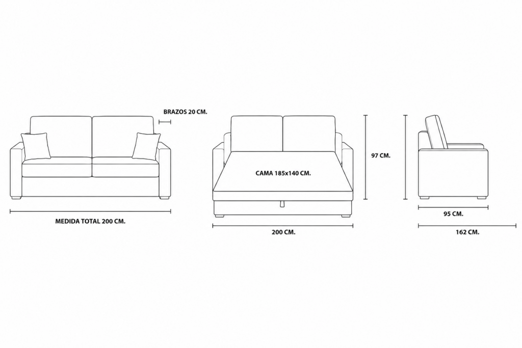 Medidas adicionales Sofá cama