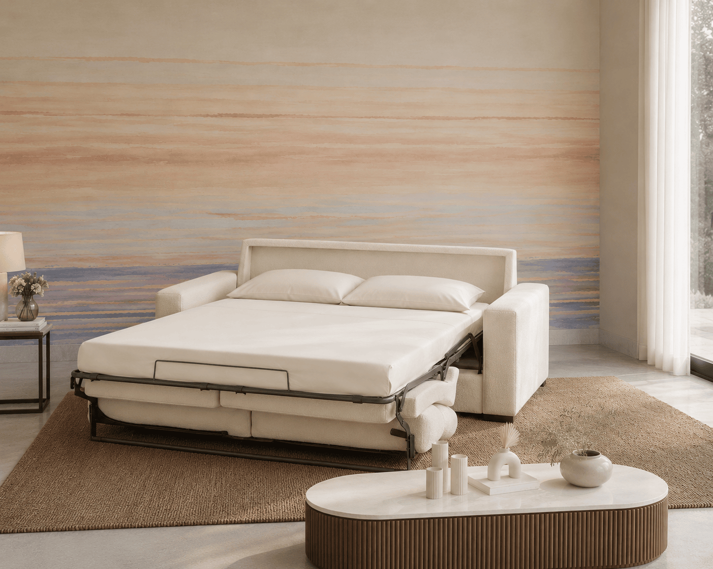 Sofa cama Roma abierto con sistema de apertura italiano