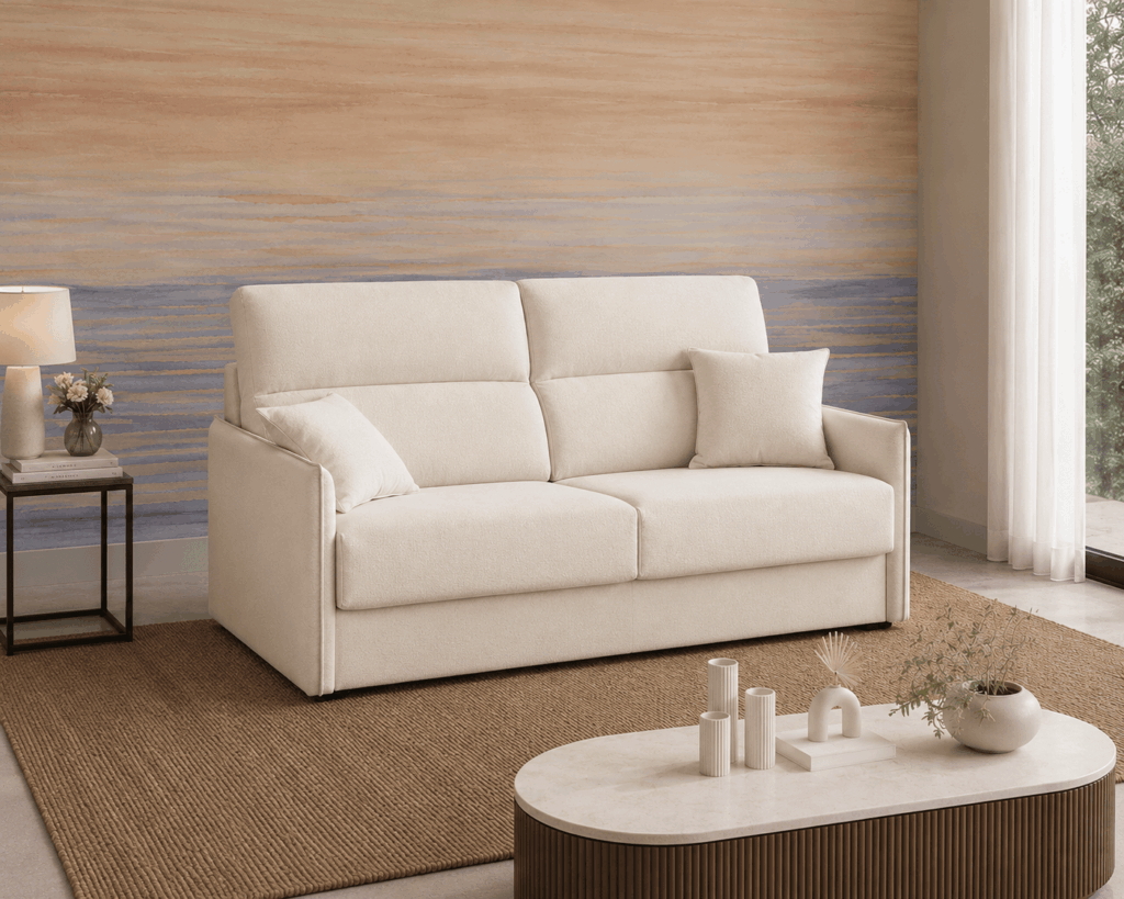 Sofá cama modelo Roma compacto, sin brazos, para mayor optimización de espacio
