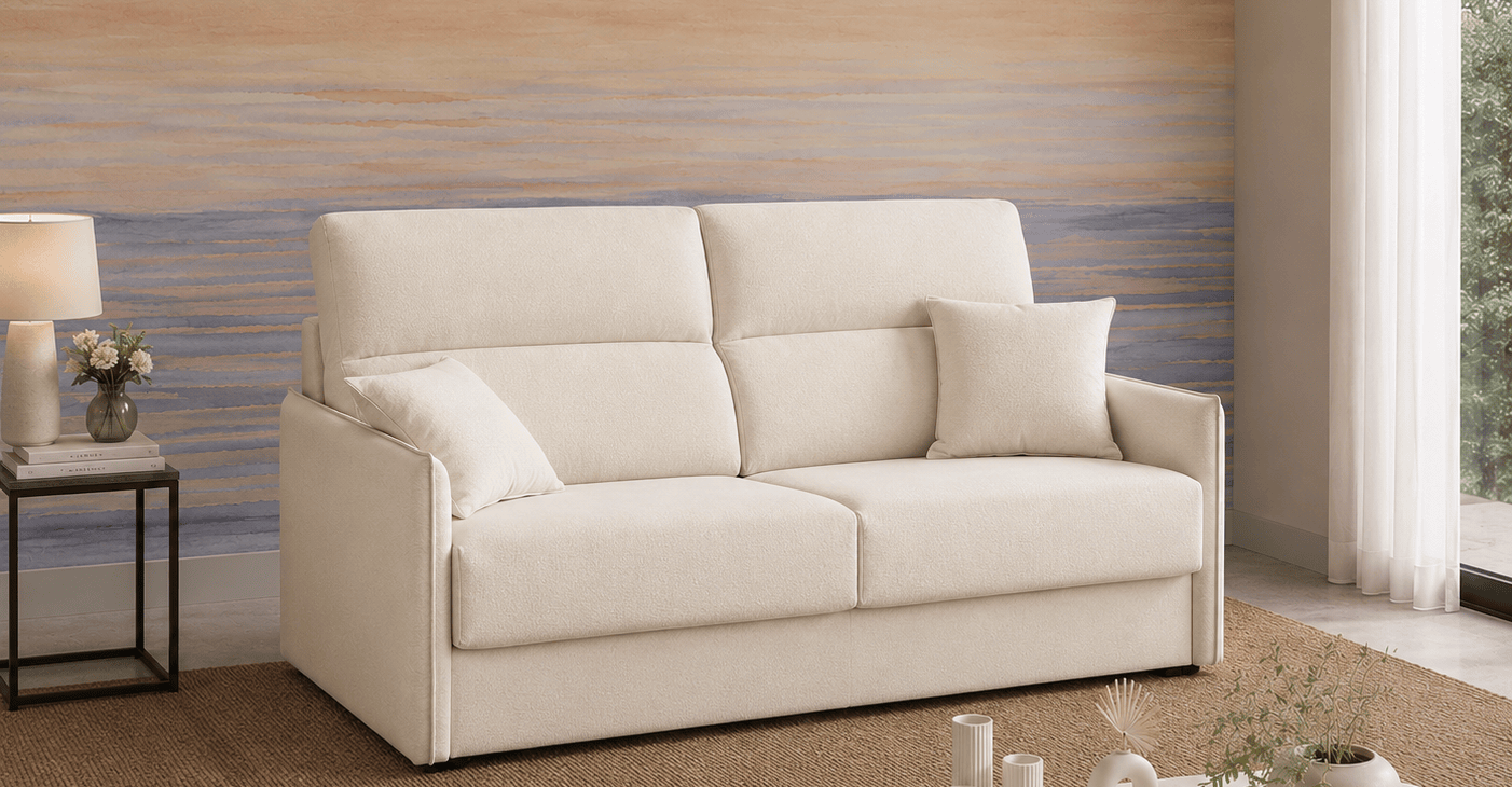 Sofá cama modelo Roma compacto, sin brazos, para mayor optimización de espacio